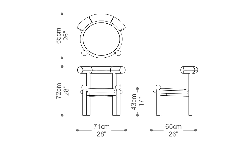 Image of the main dimensions of the product